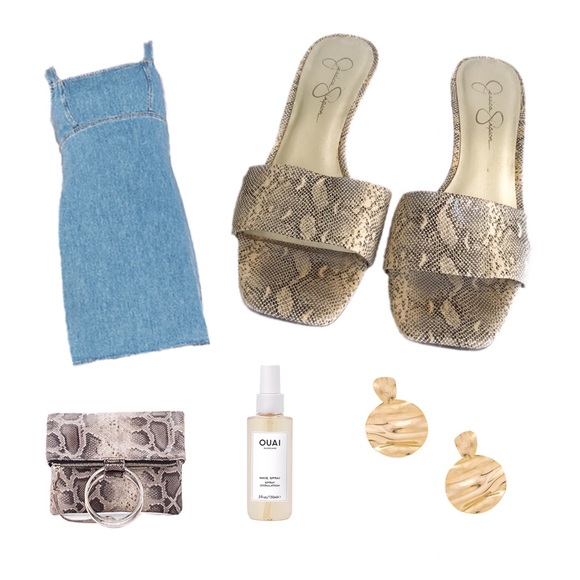 Jessica Simpson Shoes - Jessica Simpson | Leather Snakeskin Heeled Slides